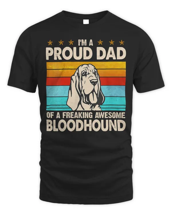 Womens I'm A Proud Dad Of A Freaking Awesome Bloodhound V-Neck T-Shirt