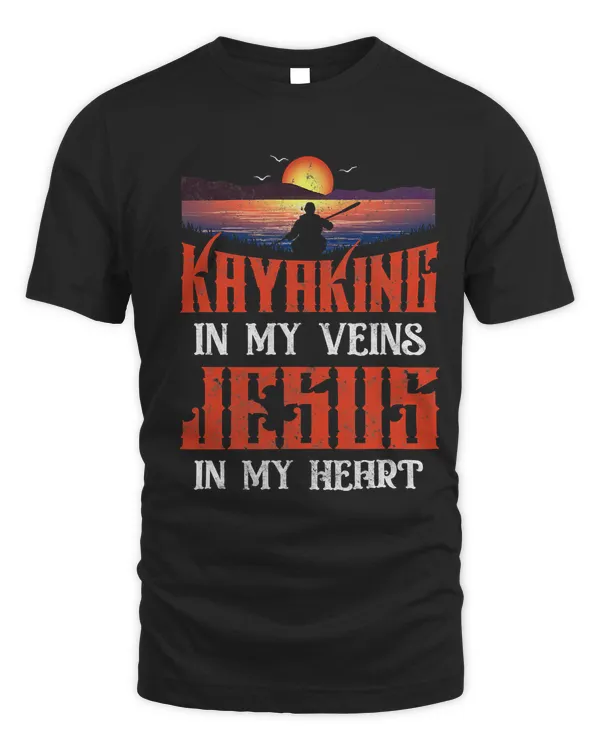 Kayaking Jesus In My Heart Faith Retro Vintage Sunset 169