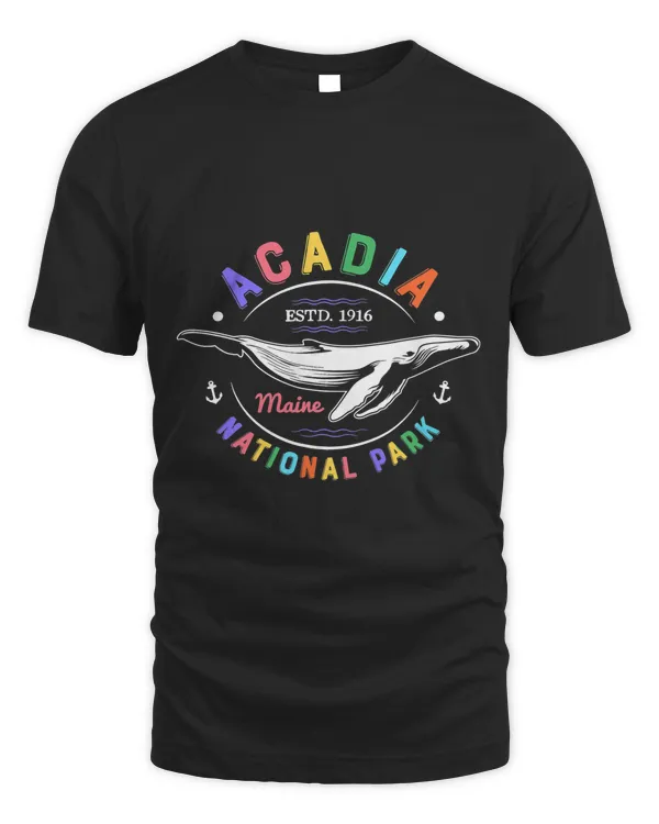 Acadia National Park T Shirt Maine Vintage Whale Watching