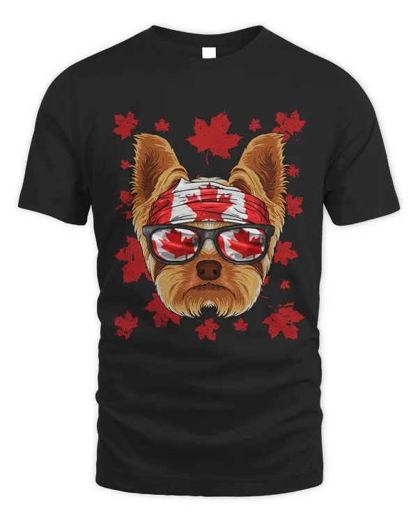 Canadian Yorkshire Terrier Patriotic Canada Flag Maple Leaf