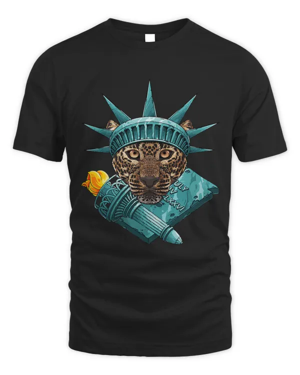 Statue Of Liberty Leopard 4th Of July Animal USA America