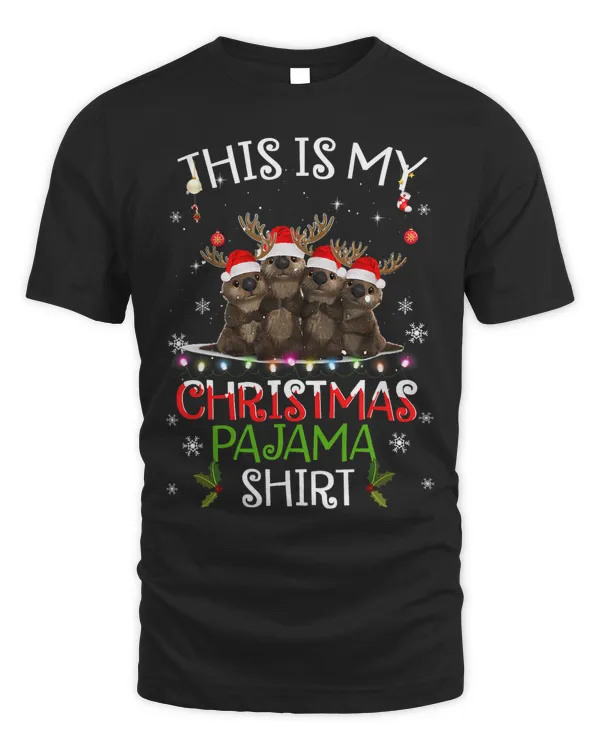 This Is My Christmas Pajama Shirt Funny Christmas Otter 76