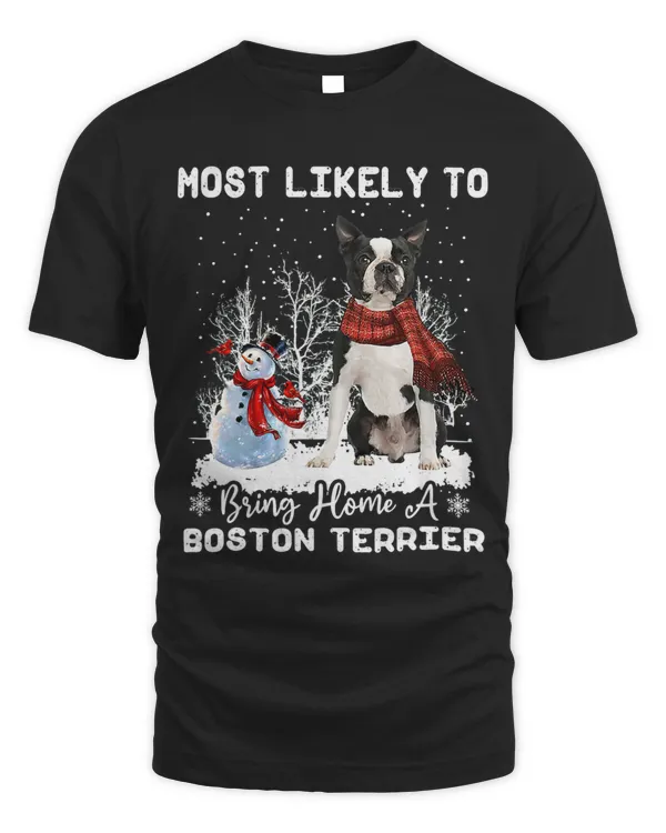 Most Likely To Bring Home A Boston Terrier Funny Xmas Dog 276