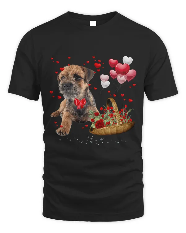 Cute Border Terrier Balloon Heart Valentines Day Valentine