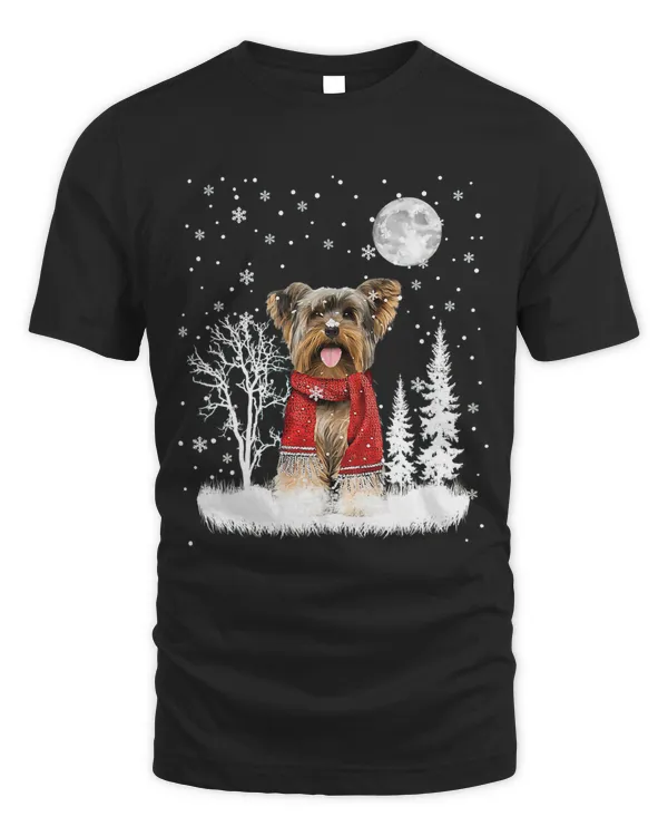 Yorkshire Terrier Under Moonlight Snow Christmas Pajama 31