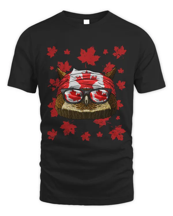 Canadian Owl Patriotic Canada Flag Maple Leaf Pride