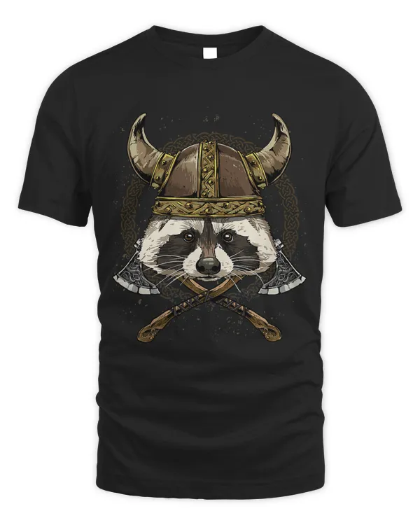 Viking Raccoon with Viking Helmet Mjolnir Axes 106