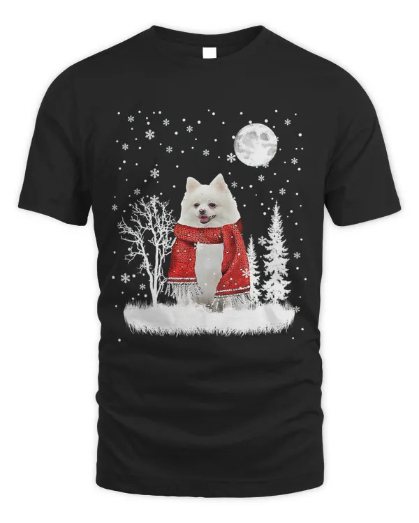 Pomeranian Under Moonlight Snow Christmas Pajama 21