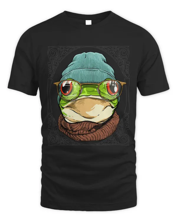 Hipster Frog With Glasses Pond Amphibian Animal Lover 560