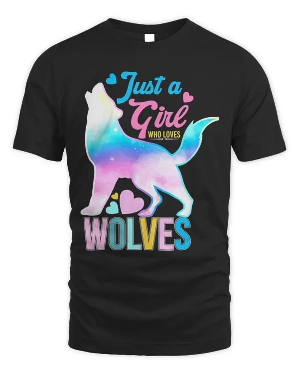 Just A Girl Who Loves Wolves Watercolor Funny Gift Women Men