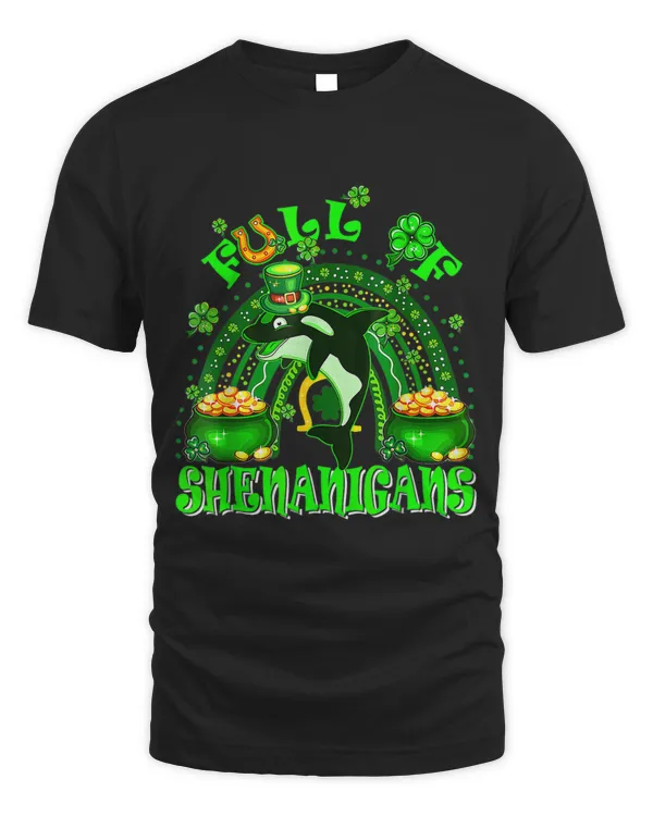 Full Of Shenanigans St Patricks Day Orca Fish Clovers 3