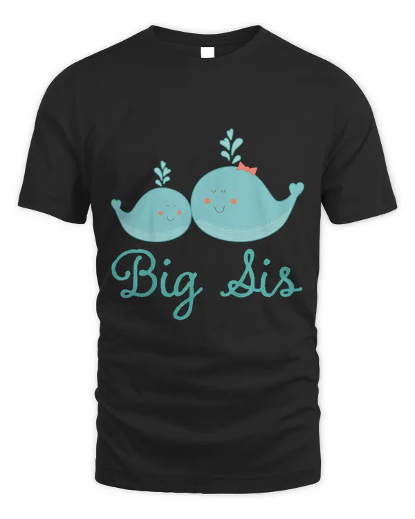 Kids Big Sis Girls Sister Whale Fish Cute Sea Gift Tee