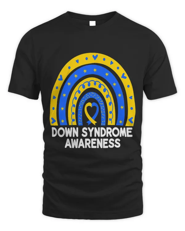 Down Syndrome Awareness Rainbow T21 Yellow Blue Ribbon
