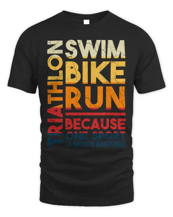 Funny Retro Swim Bike Run Triathlon Athletic Sport Men Women 3