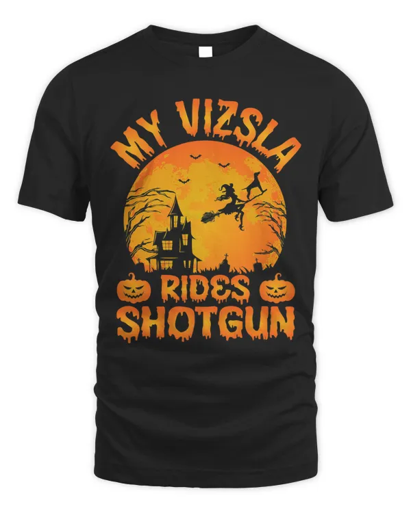 Funny My Vizsla Rides Shotgun Halloween