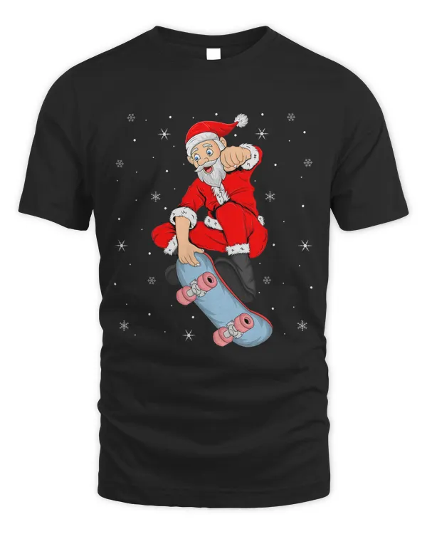 Funny Santa Claus Playing Skateboarding Christmas