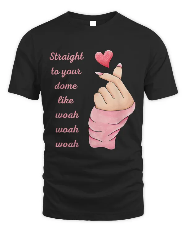 KPOP Finger Heart Straight To Your Dome Pink w Black Design