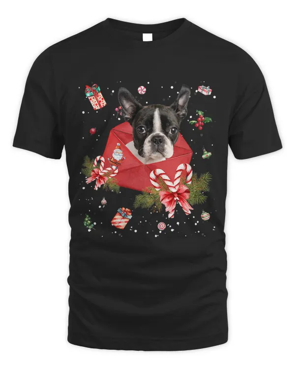 Boston Terrier Dog In Christmas Card Ornament Pajama Xmas427