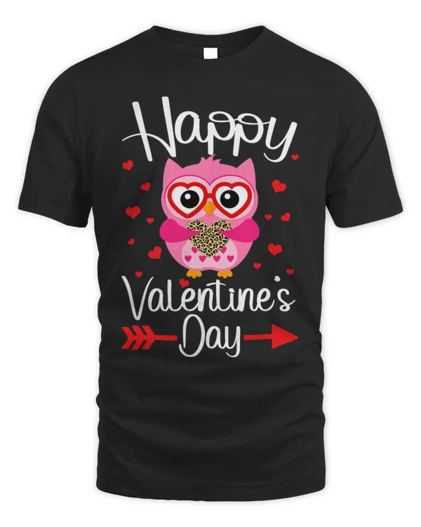 Cute Owl Heart Leopard Print Happy Valentines Day Men Women