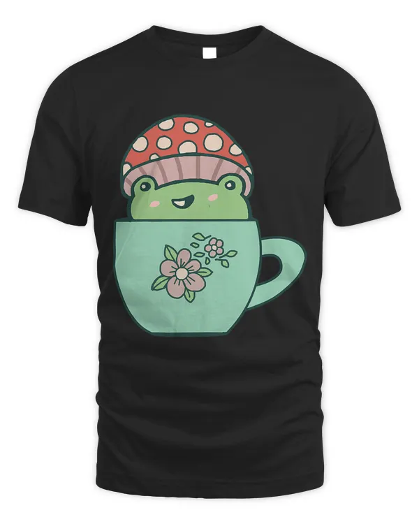 Kawaii Frog in Tea Cup Cottagecore Aesthetic Pastel Green