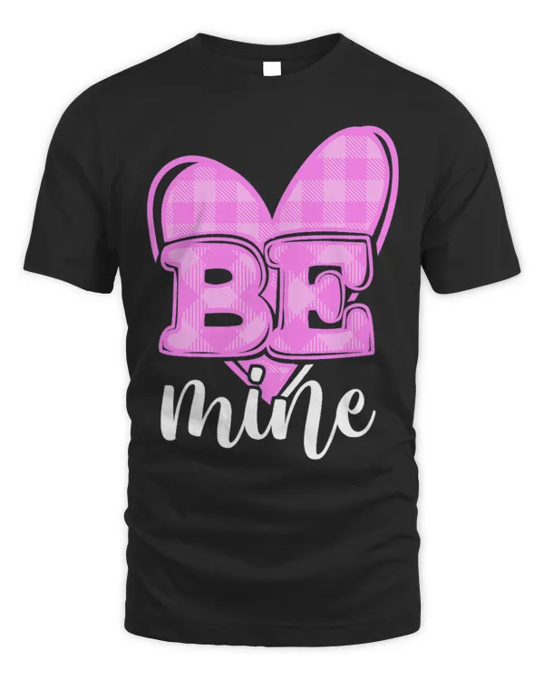 Be Mine Cute Pink Plaid Heart Valentines Day Sweetheart