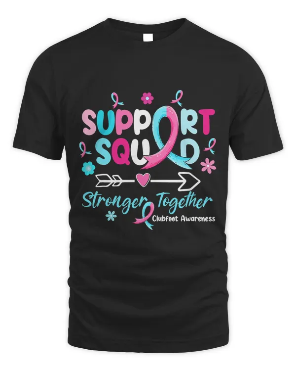 Groovy Support Squad Blue Pink Ribbon Clubfoot Awareness