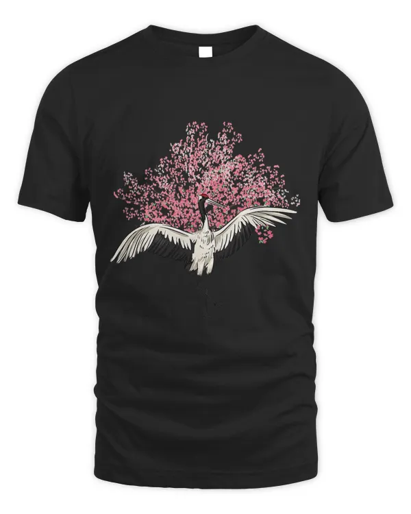 Sakura Tree Crane Bird Cherry Blossom Japanese Flower