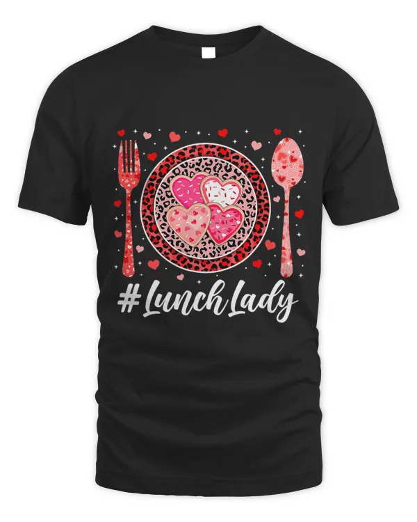 Funny Happy Valentines Day Lunch Lady Leopard Heart Women3