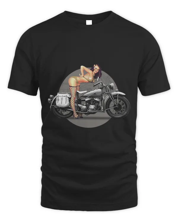Pin up girl classic motorcycle retro WW2