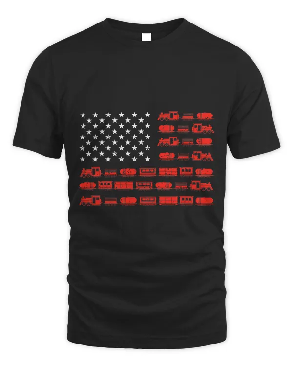 Awesome Train Shirt Vintage American Flag Train Engineer