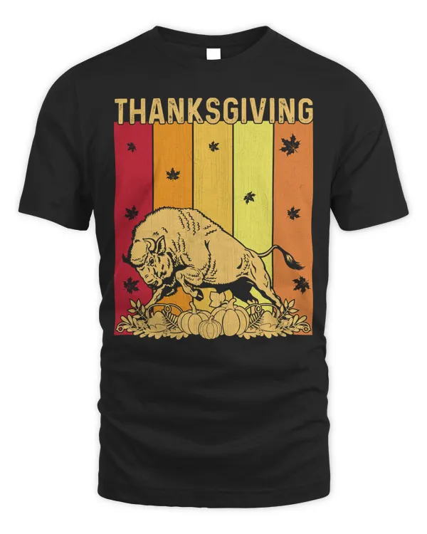 Thanksgiving Retro Bison Matching Family Pajamas Long Sleeve T-Shirt