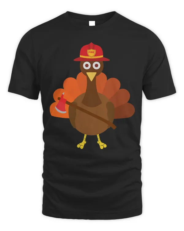 Firefighter Turkey T-Shirt Funny Thanksgiving Shirt Firemen T-Shirt