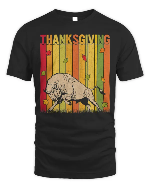 Autumn Thanksgiving Retro Cute Bison Lovers Thanksgiving Premium T-Shirt