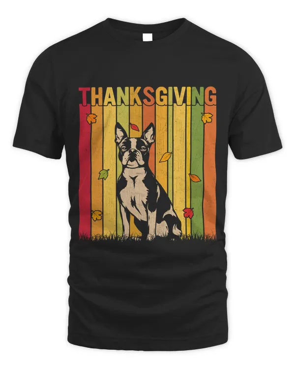 Autumn Thanksgiving Retro Boston Terrier Lovers Thanksgiving Sweatshirt