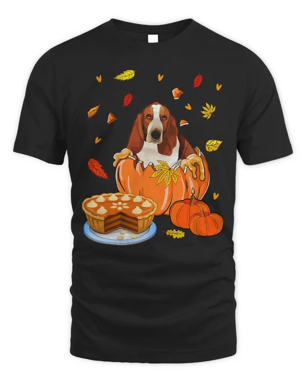 Thanksgiving Basset Hound Dog Costume Pumpkin Gifts T-Shirt