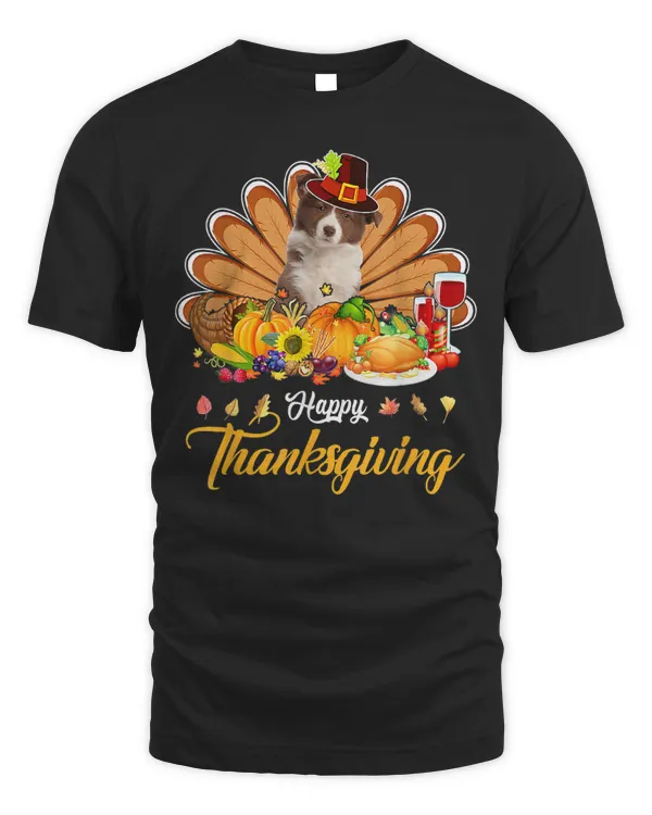 Happy Border Collie Dog Funny Dog Thanksgiving Gift T-Shirt