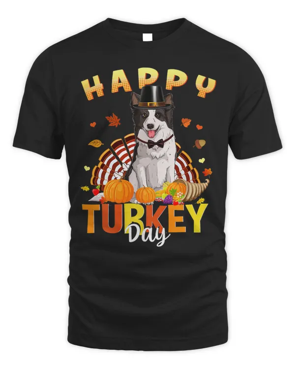 Happy Turkey Day Border Collie Thanksgiving Day Tees Holiday Premium T-Shirt