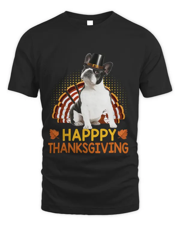 Happy Thanksgiving Funny Tee Boston Terrier Pilgrim Turkey Long Sleeve T-Shirt