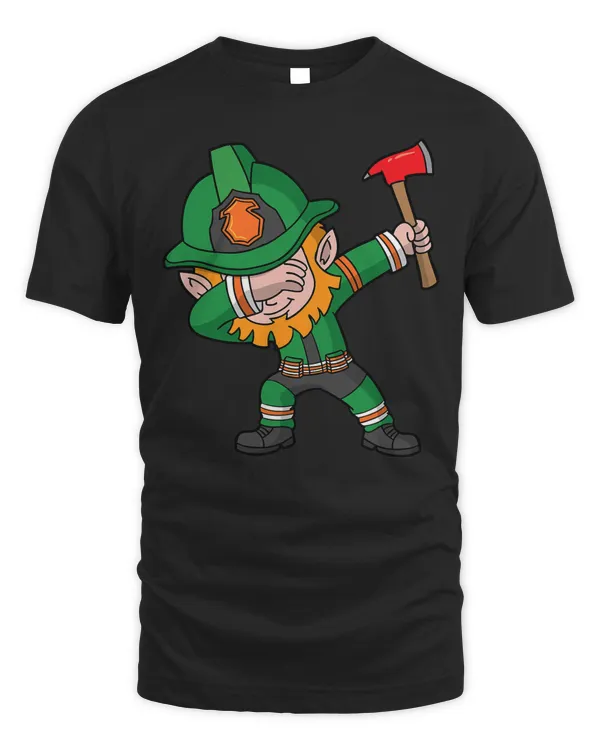 St Patricks Day Firefighter Dabbing Leprechaun Fireman Irish T-Shirt