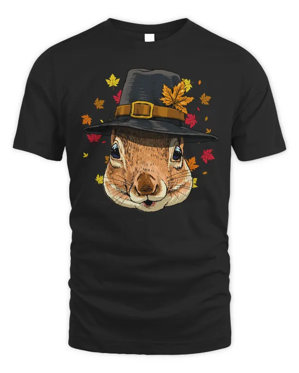 Thanksgiving Squirrel Pilgrim Costume Men Women Long Sleeve T-Shirt