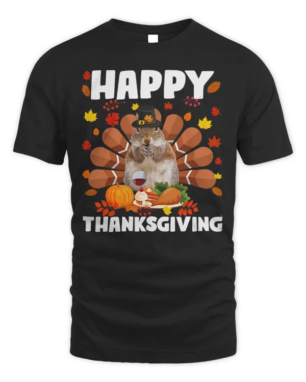 Happy Thanksgiving Funny Squirrel Turkey Autumn Squirrel T-Shirt