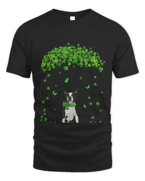 Boston Terrier St Patricks Day Lover Irish Shamrock Dog T-Shirt
