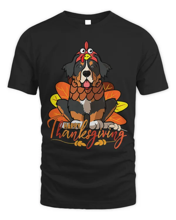 Womens Turkey Bernese Mountain Dog Thanksgiving Costume T-Shirt