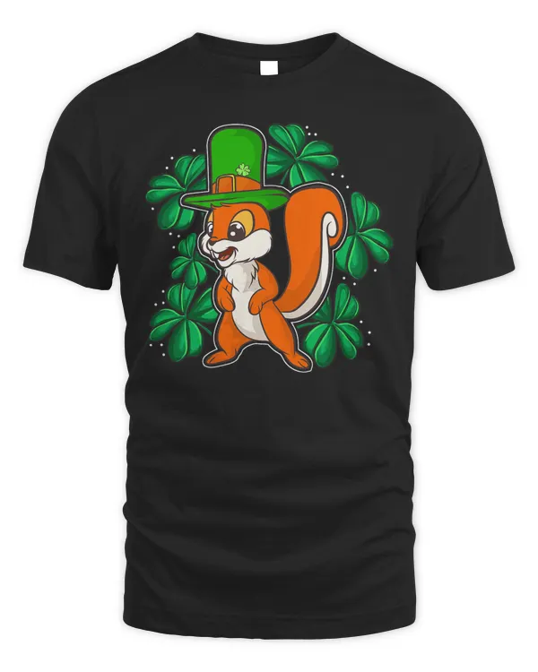 Fun Irish Squirrel Animal Shamrock Saint Patricks Day Gift T-Shirt