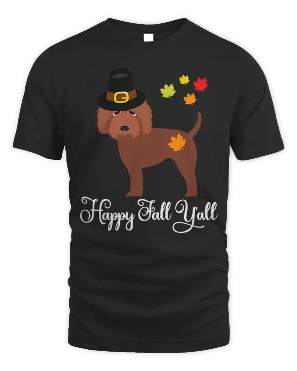 Pilgrim Goldendoodle Dog Happy Thanksgiving Autumn Fall T-Shirt