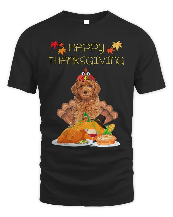 Happy Thanksgiving Day Goldendoodle Dog Funny Turkey T-Shirt