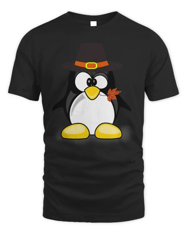 Thanksgiving Penguin Pilgrim - T Shirt Fall Holiday Gifts