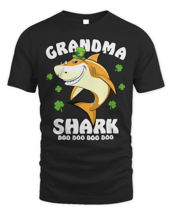 Womens Irish Grandma Shark St Patrick's Day Cute Gift For Womens V-Neck T-Shirt