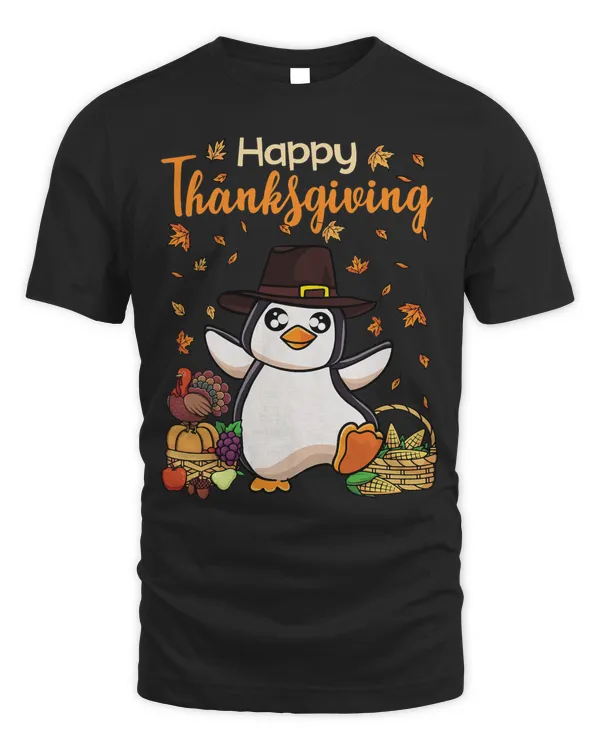 Funny Happy Thanksgiving Penguin Turkey Boys Girls T-Shirt