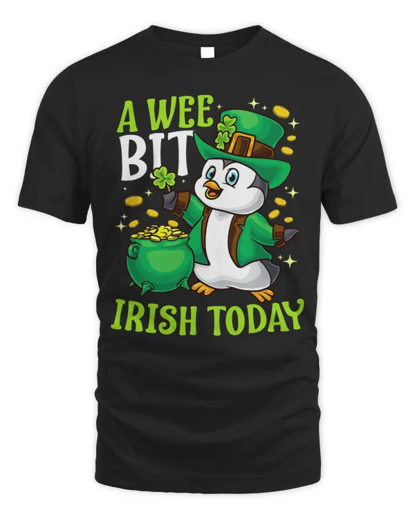 A Wee Bit Irish Today Penguin Leprechaun St Patricks Day T-Shirt